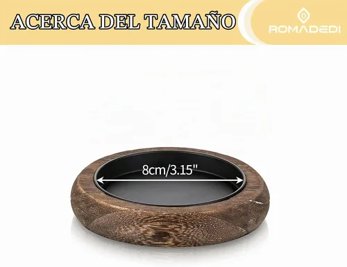 Vista 5 de Romadedi - Portavelas de madera para decoración de granja - Juego de 2 portavelas de pilar para centro de mesa, pequeño elevador de bandeja, plato