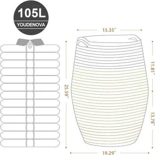 Vista 2 de YOUDENOVA - Cesta grande para ropa sucia de cuerda de algodón tejida,canasto de lavandería para el cuarto de lavar o el dormitorio, 25.6 pulgadas