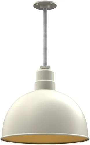 Vista 50 de Steel Lighting Co. Colgante de cuenco rosa Lámpara montada en el techo Cúpula de 15 pulgadas vástago de 12 pulgadas Estilo granero de acero