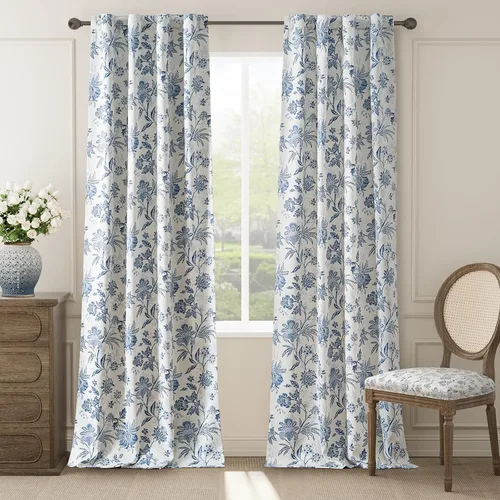 Vista 29 de jinchan Cortinas Opacas Florales para Dormitorio, 63 Pulgadas de Largo Cortinas Opacas con Estampado de Flores, Estilo Campo Francés con Pestañas