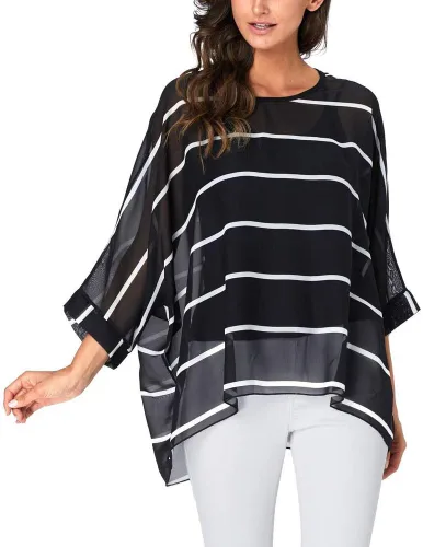 Vista 3 de Ckikiou Plus Size Floral Chiffon Tunics Blouses for Women Batwing Summer Boho Shirts Beach Cover ups