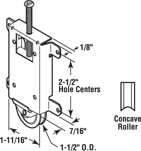 Vista 2 de Prime-Line N 6870 - Conjunto de rodillo para puerta de espejo, 1-1/2 pulgadas, carcasa de acero y rodamientos de bolas, rueda de plástico cóncava