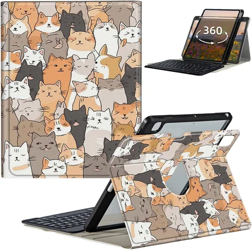 Vista 42 de Funda de teclado para iPad de 9ª/8ª/7ª generación de 10.2 pulgadas 2021/2020/2019 con soporte delgado giratorio de 360 grados, cubierta inteligente