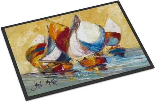 Vista 115 de Caroline's Treasures JMK1017JMAT - Tapete de caza de rana garza azul, 24 x 36 pulgadas, tapete para puerta delantera, interior y exterior