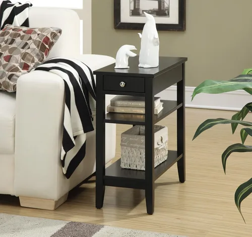 Vista 2 de Convenience Concepts American Heritage Mesa Auxiliar de Cabecera con Cajón de 23.5" - Mesa Clásica de Sala de Estar con Estante de Almacenamiento