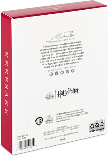 Vista 4 de Adornos navideños de Hallmark Keepsake, escudo de la casa de Hogwarts de Harry Potter, metal, juego de 4, regalos para fanáticos de Harry Potter