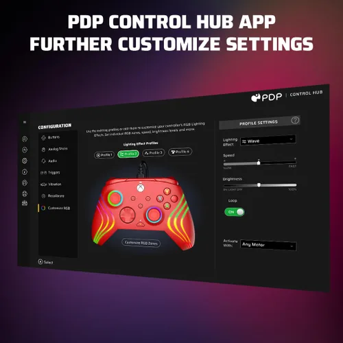 Vista 6 de PDP Afterglow Wave Wired Controller Red For Xbox Series XS, Xbox One & Windows 1011