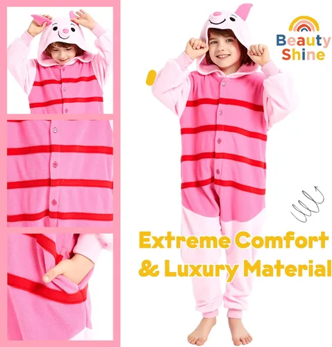 Vista 3 de Beauty Shine Kids Onesie Unisex Child Animal Costume Sleepwear Jumpsuit Christmas Halloween Cosplay Pajamas