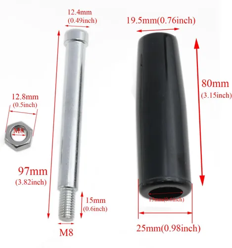 Vista 4 de Manijas giratorias Remolque Jack M8 Manijas roscadas Manivela volantes con tuercas 2pcs (negro)