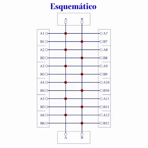 Vista 4 de Módulo de distribución de bloque de terminales de 16 amperios CA/CC, 2x12 posiciones