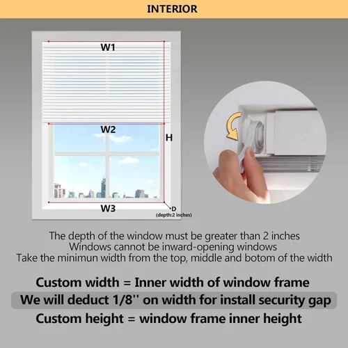 Vista 6 de ACMEART Persianas de aluminio de 1 pulgada para ventanas, sin herramientas Negro