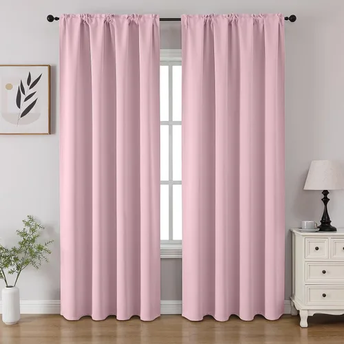 Vista 43 de CUCRAF - Cortinas opacas beige de 45 pulgadas, juego de 2 paneles con bolsillo para barra, cortinas para oscurecer dormitorios y sala de estar