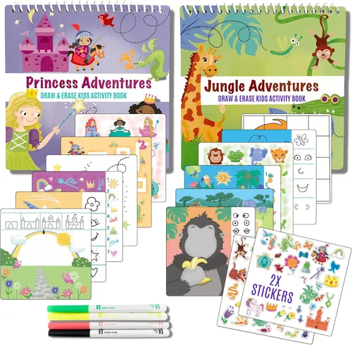 Vista 17 de Totebook Libro de Actividades Educativas de Viaje para Niños con Marcadores Lavables - Actividades de Auto y Avión, Juguetes Educativos para Niños