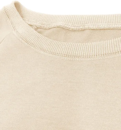 Vista 5 de Sudaderas con cuello redondo de manga larga para mujer, estilo casual, raglán, suéteres tipo túnica de manga larga, suéteres holgados Beige
