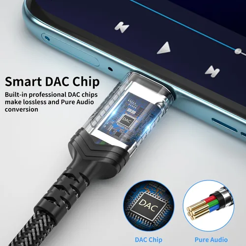 Vista 5 de Adaptador de audio USB C a 0.138 in para Motorola Edge+ para iPhone 17 17e Air 16 16e 15 Pro, tipo C macho a hembra Aux Jack Dongle Cable