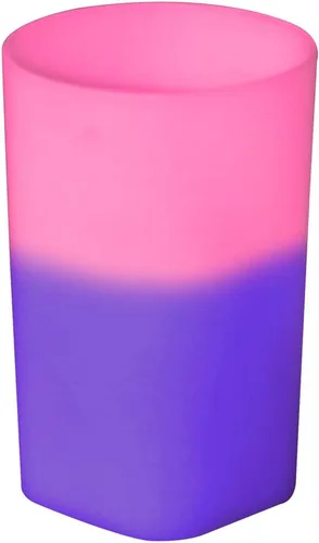 Vista 5 de Vaso de chupito de plástico que cambia de color de 2 onzas, parte inferior cuadrada única, libre de BPA y reutilizable, diseño de parte superior