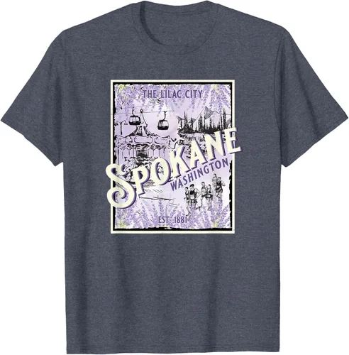 Vista 32 de Camiseta vintage Spokane Washington The Lilac City Carousel Waterfall, Negro