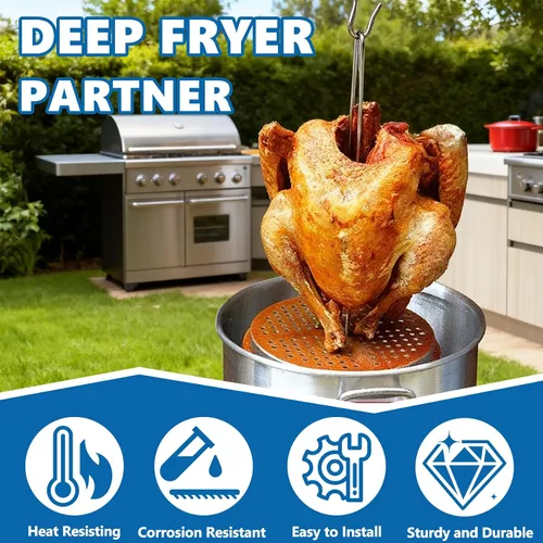 Vista 5 de Kit de soporte para freidora de pavo SafBbcue Soporte vertical para asar pollo con estante para pollo Asador con soporte para pavo Kit de accesorios