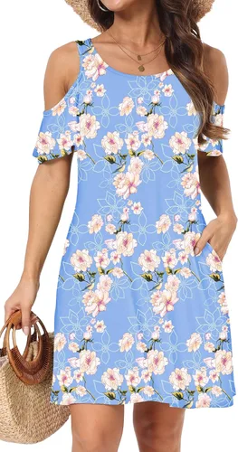 Vista 8 de Vestido de manga corta para mujer con hombros descubiertos y bolsillos 02-Army