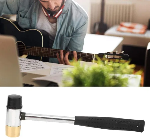 Vista 7 de Martillo de plástico para guitarra, cabeza de latón y goma, herramienta de martillo de trastes de doble cabeza, herramientas de anatomía