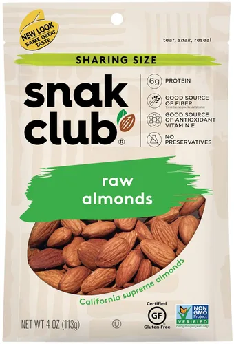 Vista 3 de Snak Club Almendras crudas totalmente naturales, 2.75 onzas (paquete de 6)