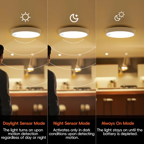 Vista 4 de Molrebe Lámpara de techo con sensor de movimiento, lámpara de techo recargable con 15 temperaturas de color, luz de armario activada por movimiento