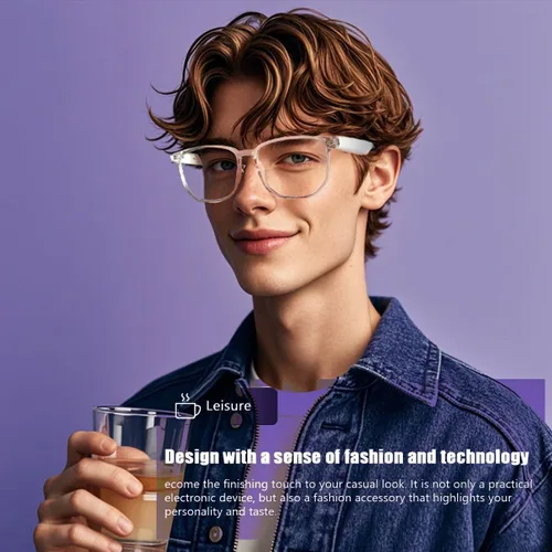Vista 3 de Lentes inteligentes para mujer, lentes filtrantes de luz azul, tacto inteligente, carga magnética, protección UV400, audio de sonido claro