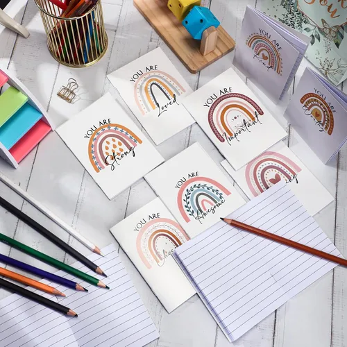 Vista 4 de Fumete 30 mini diarios motivacionales a granel, cuadernos de bolsillo de arco iris, pequeños bloc de notas inspiradores, divertidos bloc de notas
