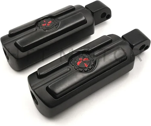 Vista 2 de Compatible con H-D Motocicleta Touring Black HTTMT Skull Macho Pie Peg Mount Par de Clavijas de Pie de Calavera [P/N: MT216-051-MBK-XIN]