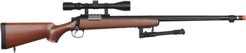 Vista 2 de Well MB03 - Rifle de francotirador Airsoft con alcance y bípode - Madera