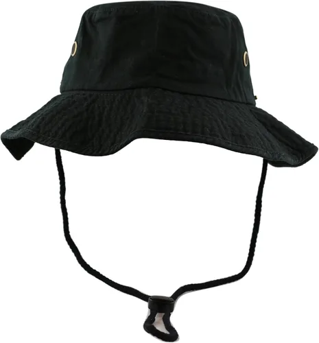 Vista 5 de The Hat Depot - Sombrero de safari, de algodón lavado a la piedra, de ala ancha, plegable, doble cara y sombrero de pesca 2. algodón - negro