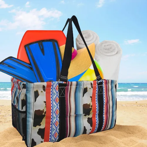 Vista 510 de NGIL Bolsa de comestibles reutilizable extra grande plegable de gran tamaño para comestibles, almacenamiento, picnic, playa, Estampado