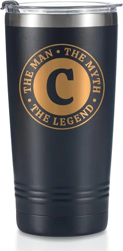 Vista 36 de Taza The Man the Myth the Legend con iniciales, vaso de viaje de acero inoxidable con monograma para hombres, divertida taza de café personalizada