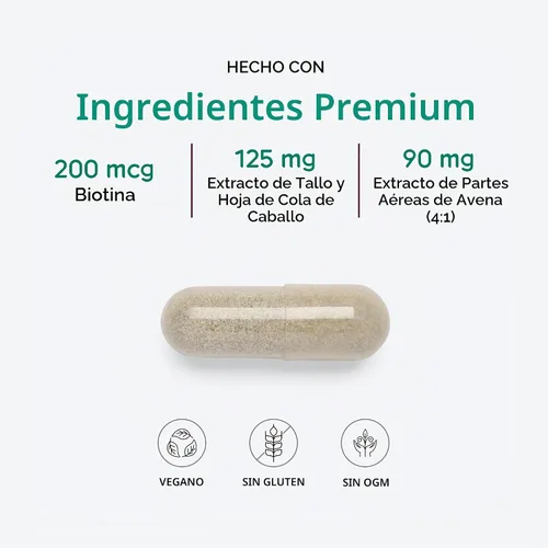 Vista 4 de Vitanica Luminous, apoya la salud del cabello, la piel y las uñas, vegano