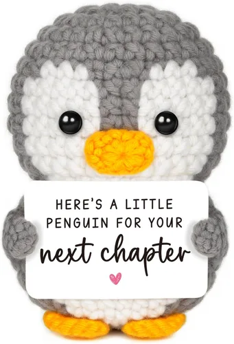 Vista 20 de Regalos de 1 año para aniversario de novio, novia, pingüino de ganchillo hecho a mano