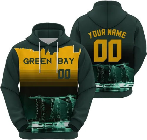 Vista 27 de Custom Football Hoodies City Night Skyline Personalized Sweatshirt Name Number Fan Gift Pullover for Men Women Youth