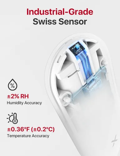 Vista 4 de X-Sense - Termómetro higrómetro Wi-Fi para interiores, requiere estación base Sensor de temperatura inteligente para casa, dormitorio, bodega