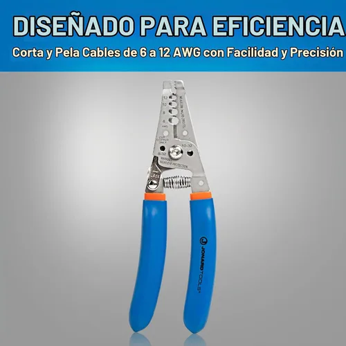 Vista 2 de Jonard Tools WSS-612 - Pelacables de acero inoxidable con curva, 6-12 AWG, acero inoxidable 50 HRC, mango ergonómico, corte de tornillos y bucle