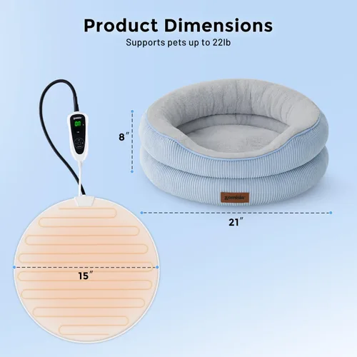 Vista 3 de ZOMISIA Cama Térmica para Gatos de Interior - Cama Térmica para Mascotas con Temperatura Ajustable con Temporizador y Cable Resistente a