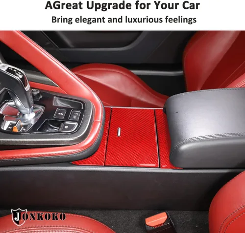 Vista 5 de Caja de almacenamiento de control central de fibra de carbono suave, marco adhesivo, cubierta interior para Jaguar F-Type 2013-2024 Accesorios