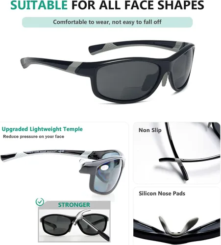Vista 30 de Eyekepper Gafas de sol deportivas bifocales polarizadas para mujer