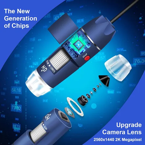 Vista 3 de Cámara de microscopio USB HD de 2 MP para Android, Windows, Linux Mac, 40X a 1000X digital con soporte y estuche de transporte, moneda portátil