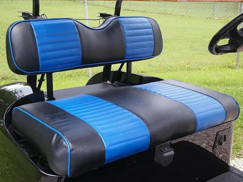 Vista 17 de Cubiertas de asiento delantero para carrito de golf EZGO Medalist, TXT 1994-2013 de Huskey, ajuste personalizado, estilo plisado negro, vinilo