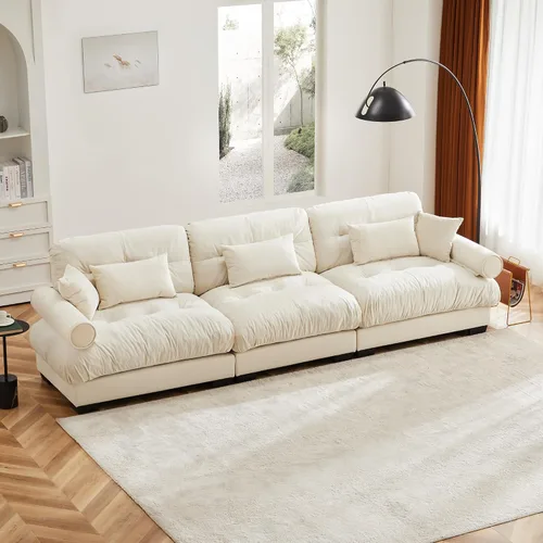 Vista 26 de Sofá modular de terciopelo con botones en L, sofá modular reversible de esquina de 2 plazas, sofá biplaza y otomano, combinación gratuita de 93.7