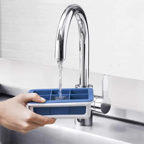 Vista 2 de OXO Good Grips – Bandeja de silicona apilable para cubitos de hielo con tapa – cubo grande
