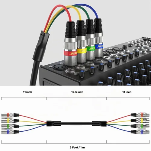 Vista 7 de EBXYA - Cables de serpiente XLR de 4 canales, cable de micrófono XLR macho a hembra