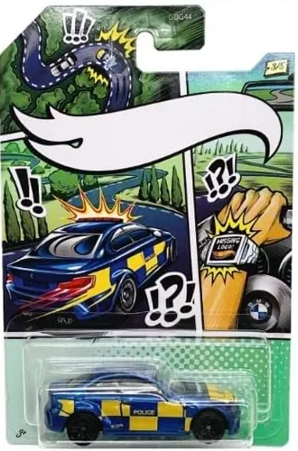 Vista 4 de Hot Wheels Police Pursuit Comic Missing Logo Art Variant - Paquete completo de 5 (edición 2020) Coches de policía coleccionables 1:64 fundidos a