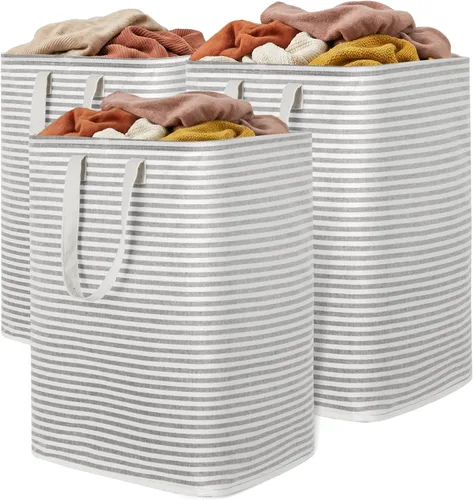 Vista 29 de Lifewit 75L x 2 Pack Collapsible Laundry Hamper Large,Tall Foldable Dirty Clothes Baskets Waterproof, Freestanding Double Bags with Easy Carry