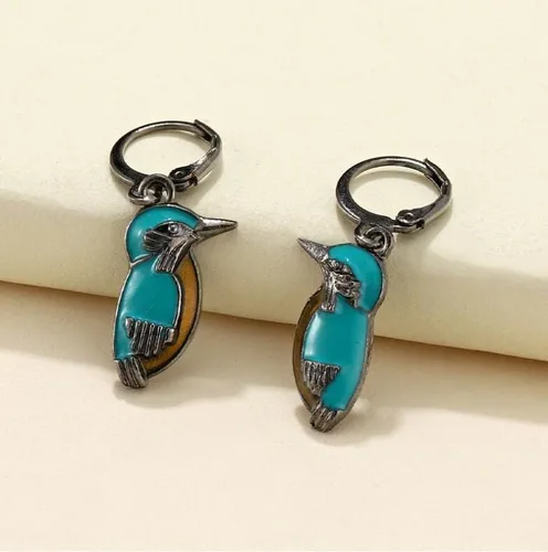 Vista 4 de Aretes ovalados grandes de metal turquesa natural, aretes de lágrima, estilo vintage, delicados aretes de aro bohemios para mujeres-G, Metal Piedra