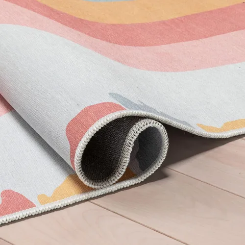 Vista 8 de Well Woven Alfombra de arco iris Crescent para niños, 3 pies 3 pulgadas x 5 pies, multicolor